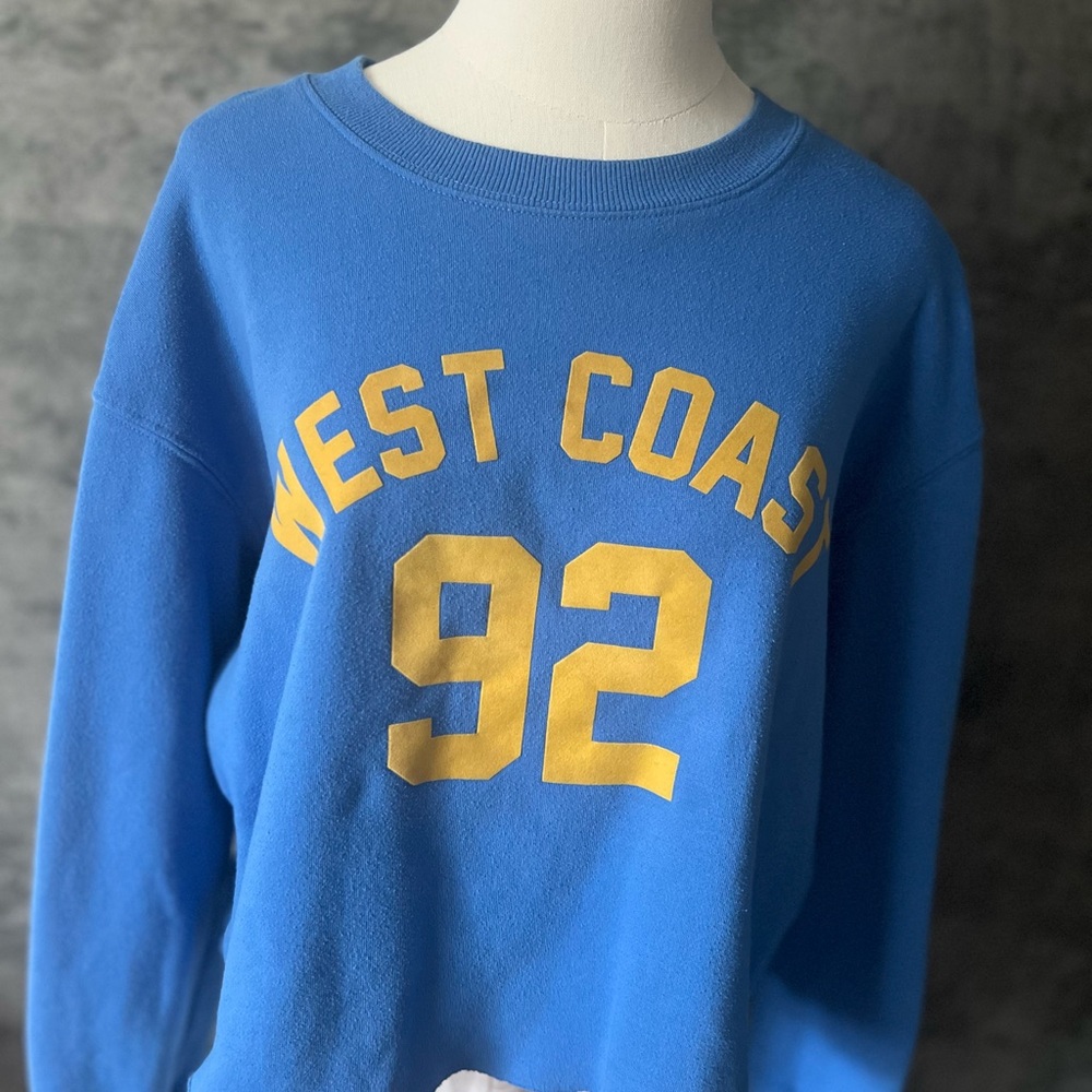 Zoe + Liv Blue and Yellow Crew Neck Sweater